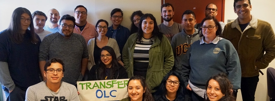 Group of UC San Diego CASP students holding a banner that reads TRANSFER OLC